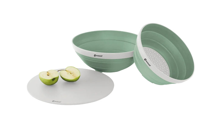 Collaps Bowl & Colander Set Shadow Green skál- og sigtissett