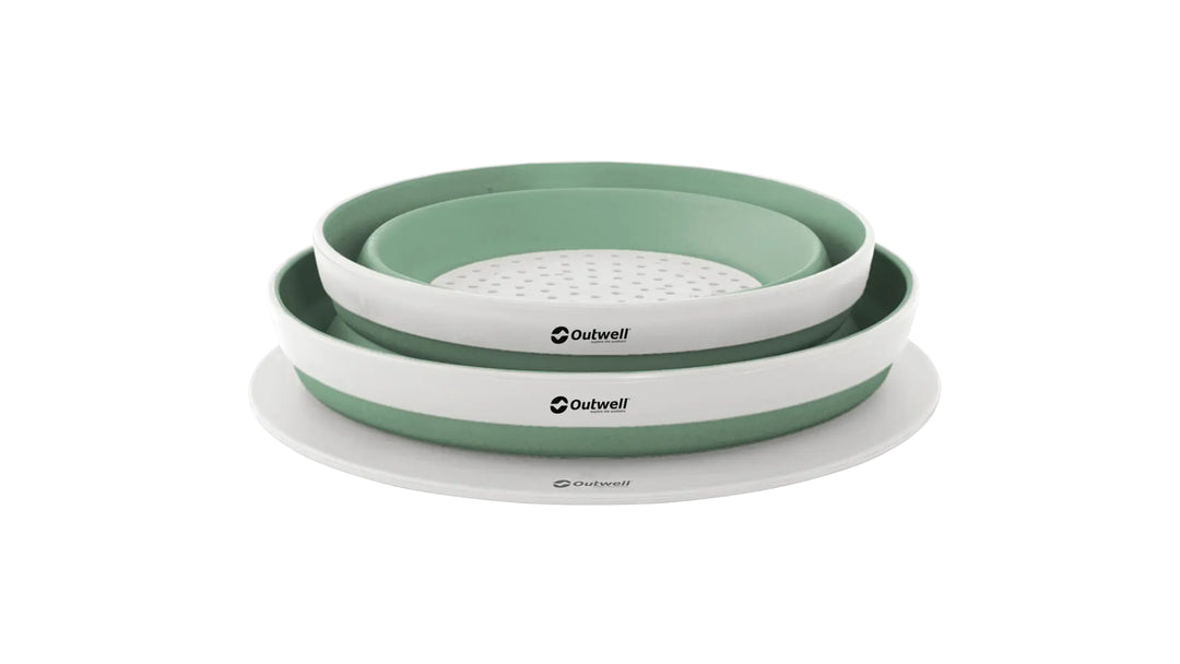 Collaps Bowl & Colander Set Shadow Green skál- og sigtissett