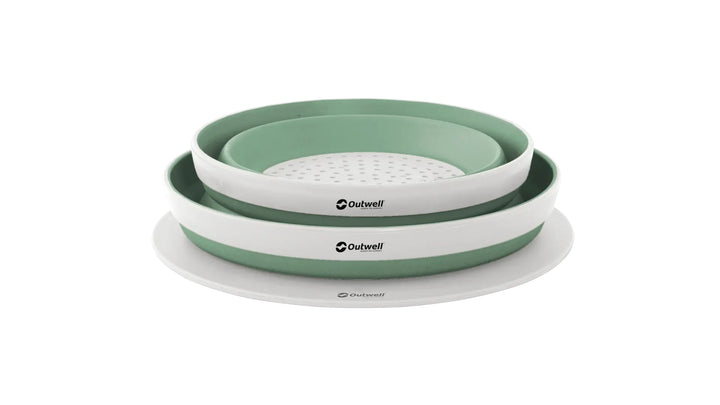 Collaps Bowl & Colander Set Shadow Green skál- og sigtissett