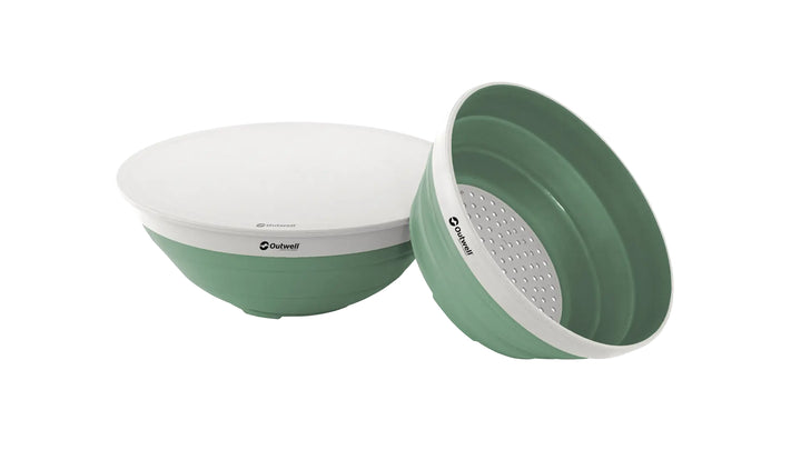 Collaps Bowl & Colander Set Shadow Green skál- og sigtissett