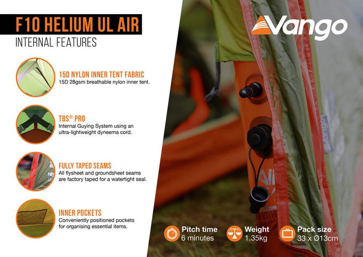 F10 Helium UL Air uppblásið göngutjald